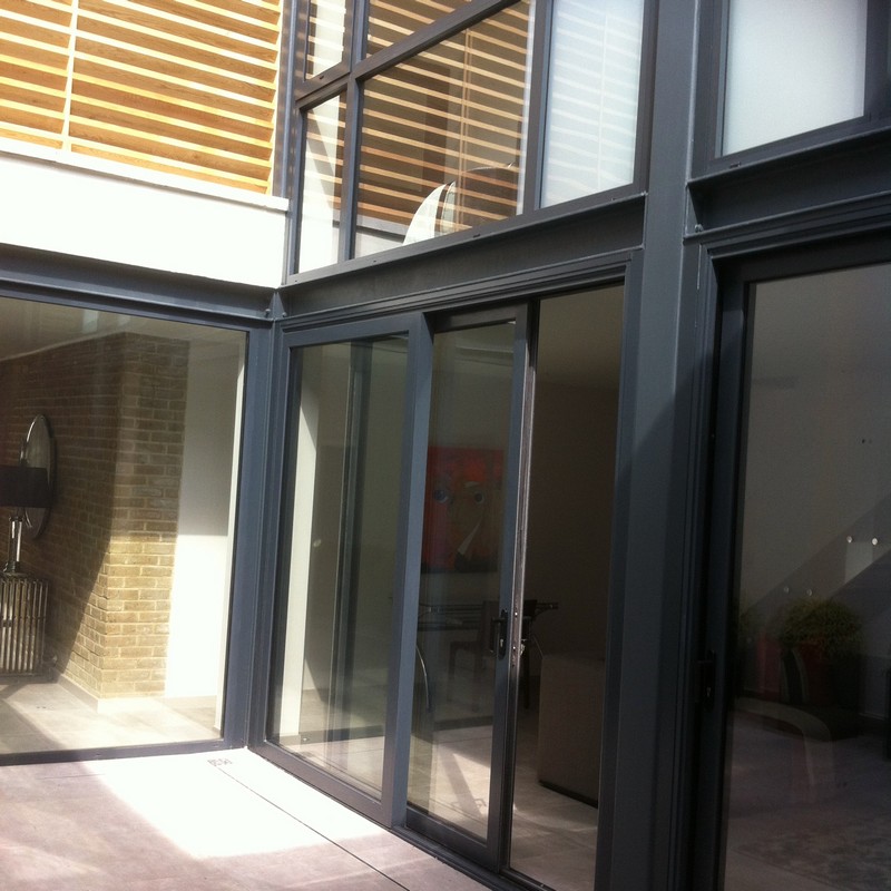 Anthracite aluminium sliding patio doors fitted in South Woodford